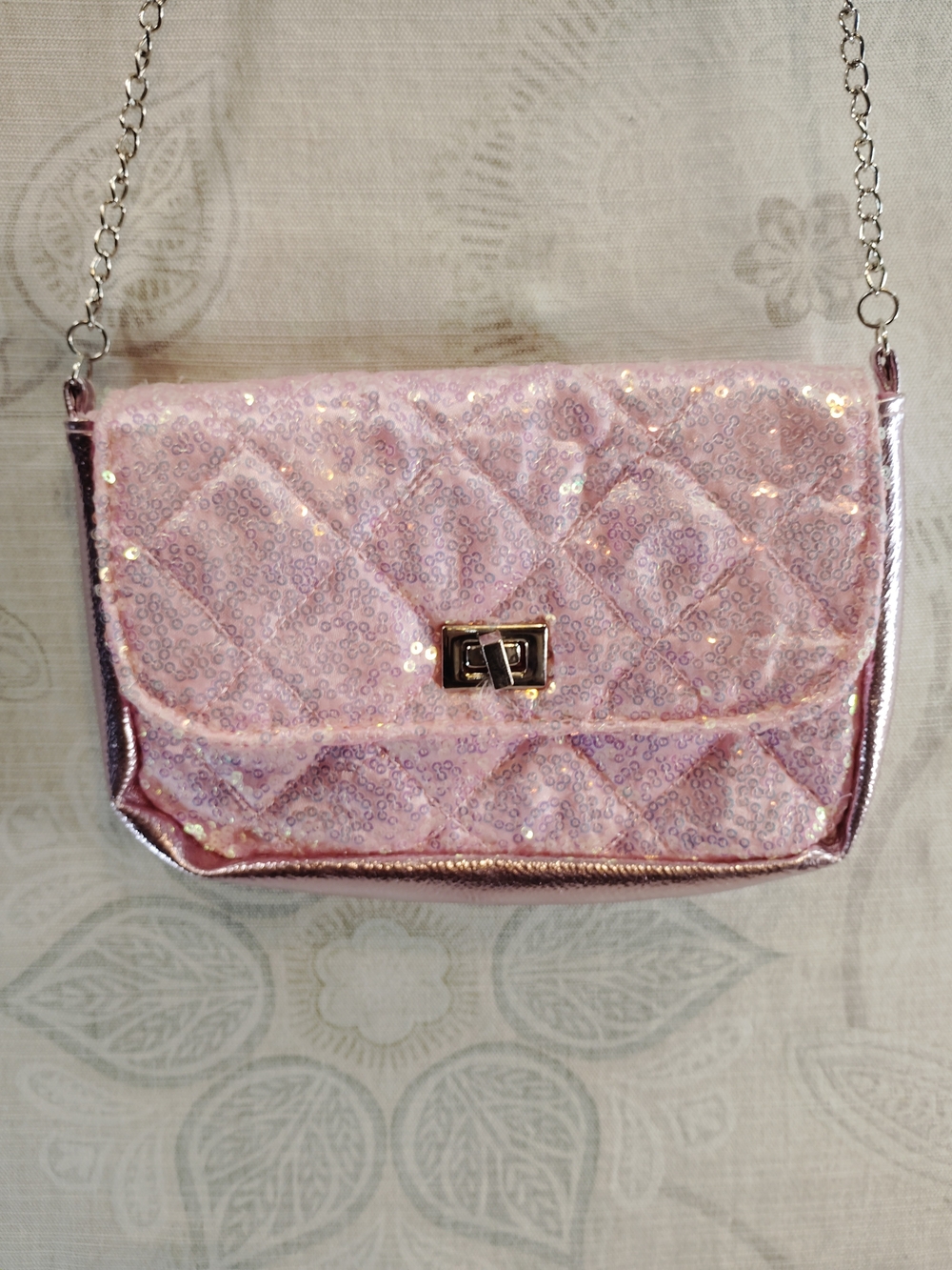 Inmocean Girls' Quilted Sequin Crossbody Bag in Light Pink